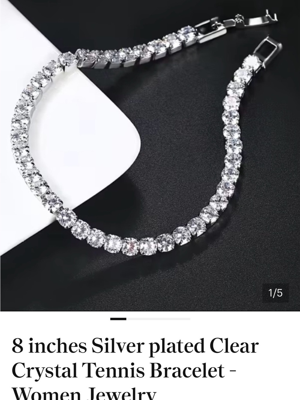Clear Crystal Silver Tennis Bracelet for Women